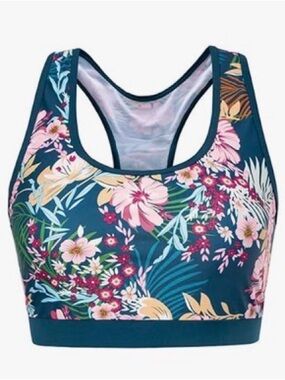 Jasambac Tropical Floral Racerback Bikini Swim Top NWOT Size L